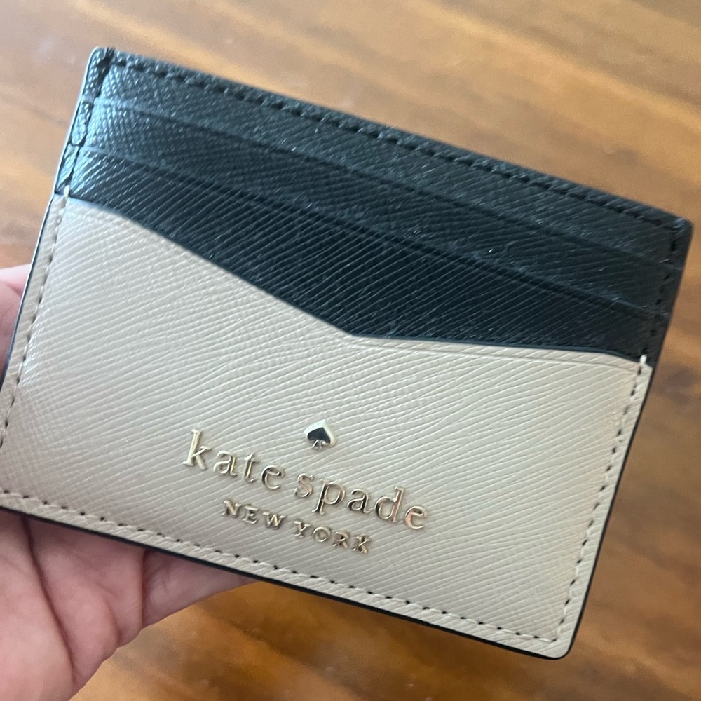 NWOT Kate Spade Black and Cream Card Holder Wallet